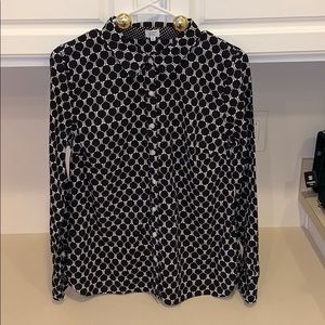 CROWN & IVY Black White Circle Pattern Shirt.